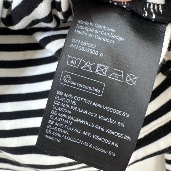 H&M Black & White Striped Ruffle Long Sleeve Top Size Medium - Picture 9 of 15